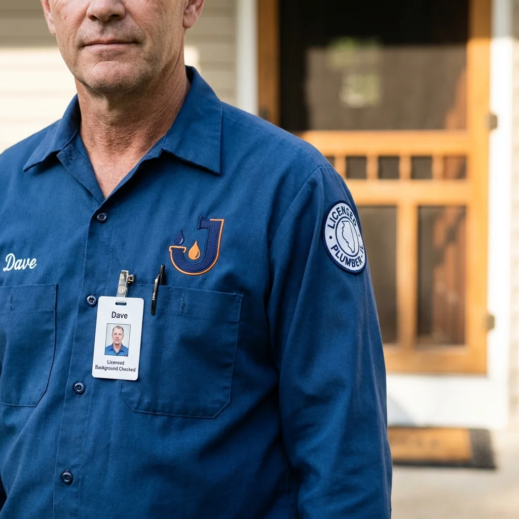 Licensed plumber showing ID badge in Woodcliff Lake, NJ