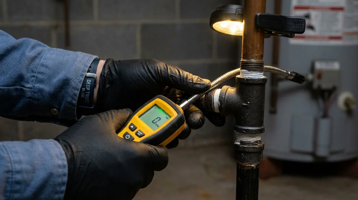 Gas leak detection with electronic sniffer by Johns Plumbing LLC in Woodcliff Lake