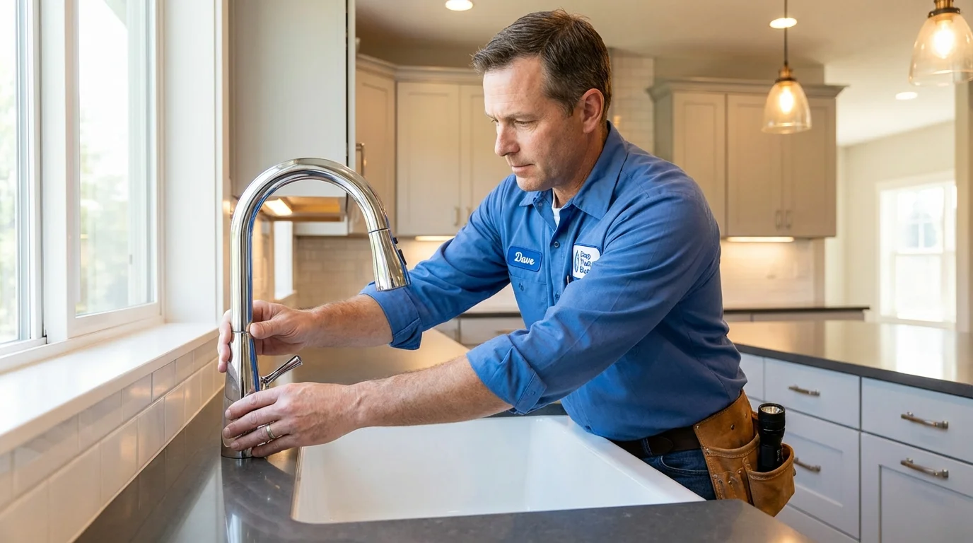 Kitchen faucet installation by Johns Plumbing LLC in Woodcliff Lake