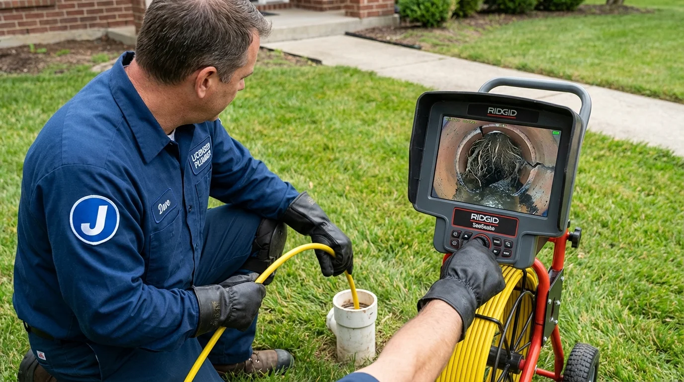 Sewer camera inspection being performed by Johns Plumbing LLC in Woodcliff Lake